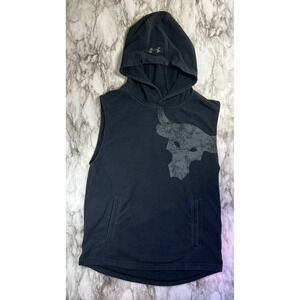 Under Armour Project Rock Sleeveless Hoodie Tank Top Black YXL JTG EG